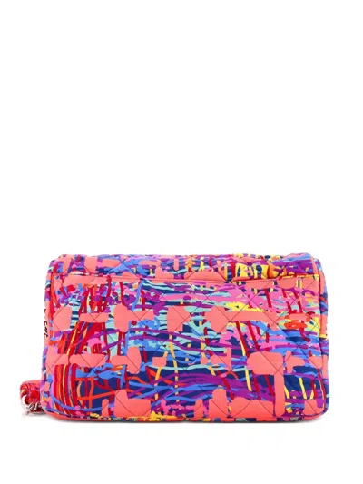 Pre-owned Chanel Chain Flap Bag Quilted Printed Foulard Medium Shoulder Bag In Multi