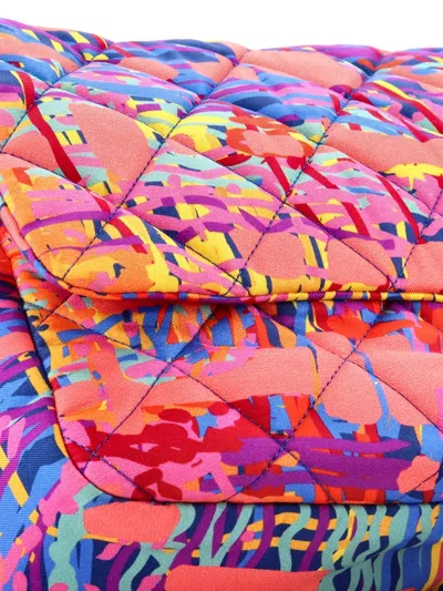 Pre-owned Chanel Chain Flap Bag Quilted Printed Foulard Medium Shoulder Bag In Multi