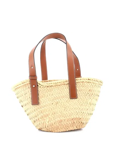 Pre-owned Loewe Basket Raffia Small Tote Bag In Brown