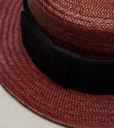 Loro Piana Elena Straw Sun Hat In Burgundy