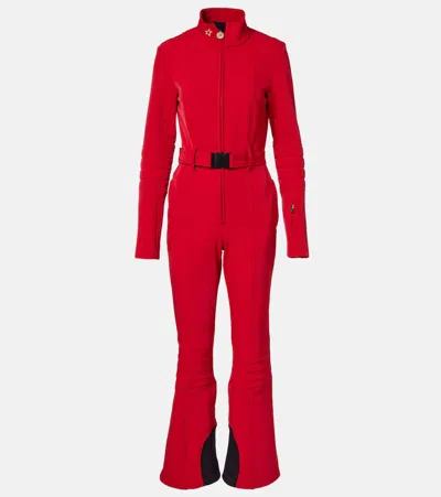 Perfect Moment Jg Belted Padded Down Ski Suit In Red