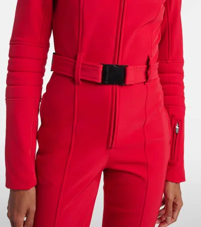 Perfect Moment Jg Belted Padded Down Ski Suit In Red