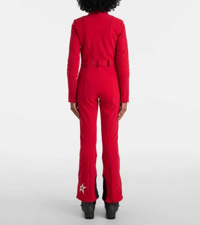 Perfect Moment Jg Belted Padded Down Ski Suit In Red