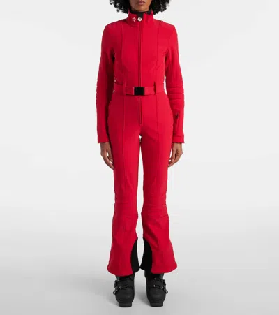 Perfect Moment Jg Belted Padded Down Ski Suit In Red