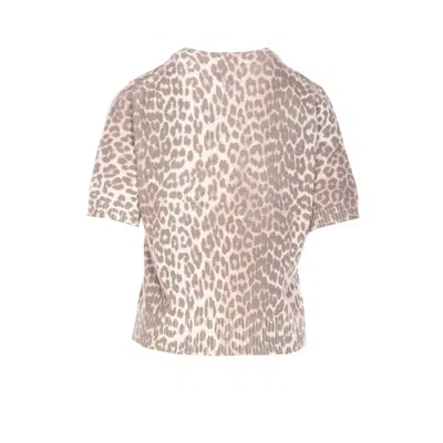Ganni Women Leopard Wool Mix T-shirt In Animal Print