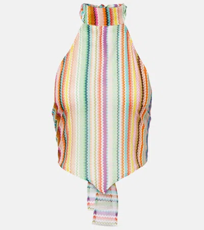 Missoni Striped Halterneck Cotton And Silk Top In Multi