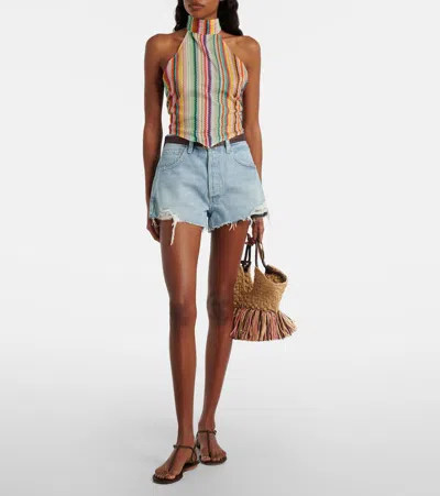 Missoni Striped Halterneck Cotton And Silk Top In Multi