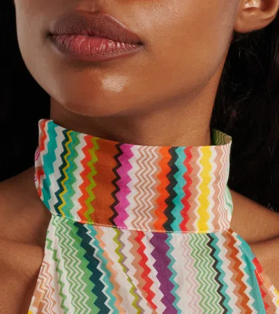 Missoni Striped Halterneck Cotton And Silk Top In Multi
