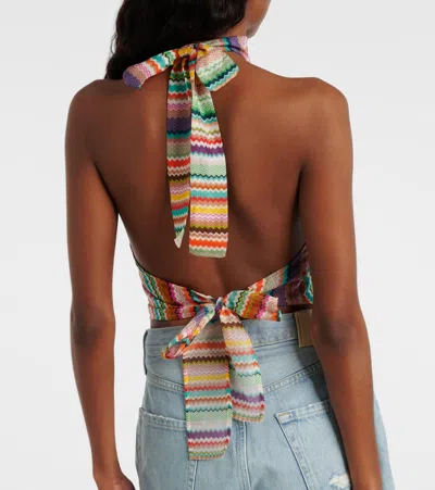 Missoni Striped Halterneck Cotton And Silk Top In Multi