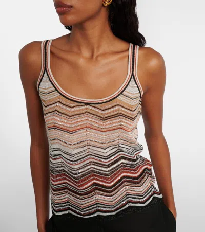 Missoni Zig Zag Sequined Lamé Top In Red