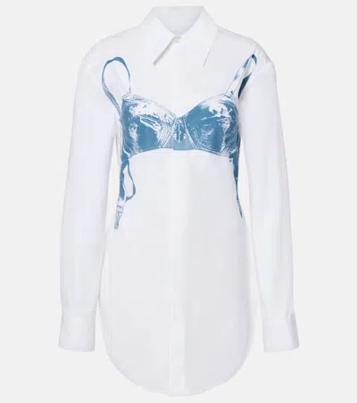 Jean Paul Gaultier Womens White Blue Grey Scanned Bra Stretch-cotton Shirt