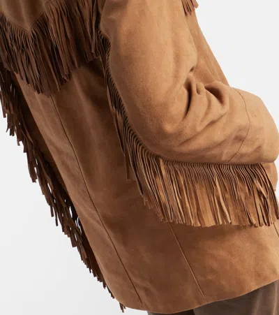 Rixo London Fringed Suede Jacket In Brown
