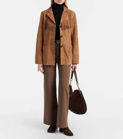 Rixo London Fringed Suede Jacket In Brown