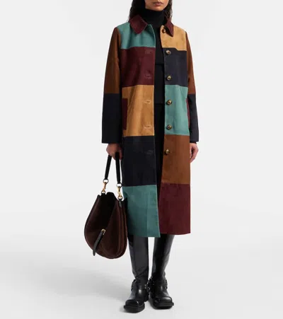 Rixo London Rixo Milly Patchwork Suede Coat In Multi