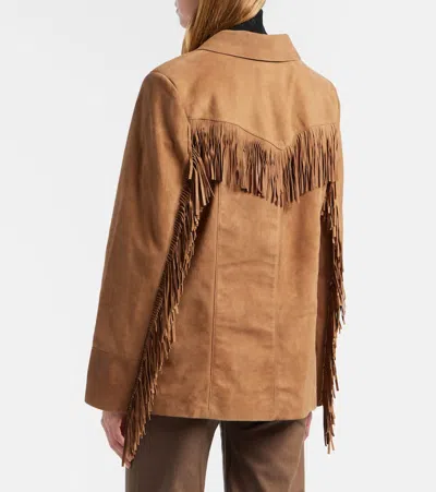 Rixo London Fringed Suede Jacket In Brown