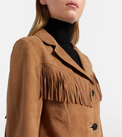 Rixo London Fringed Suede Jacket In Brown