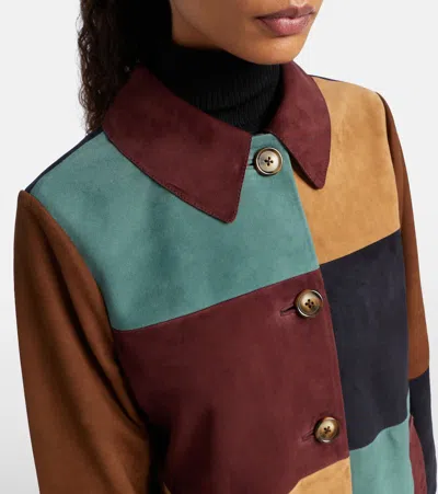 Rixo London Rixo Milly Patchwork Suede Coat In Multi