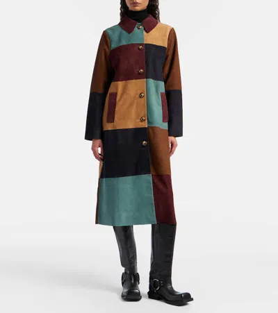 Rixo London Rixo Milly Patchwork Suede Coat In Multi