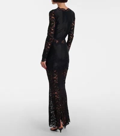 Rabanne Lace-trimmed Jersey Maxi Dress In Black