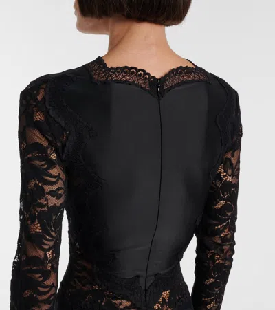 Rabanne Lace-trimmed Jersey Maxi Dress In Black
