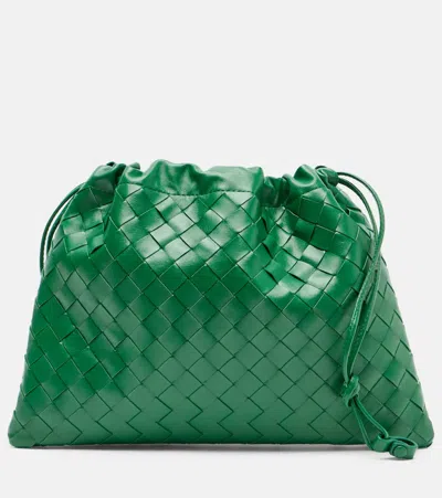 Bottega Veneta Intrecciato Small Leather Pouch In Green