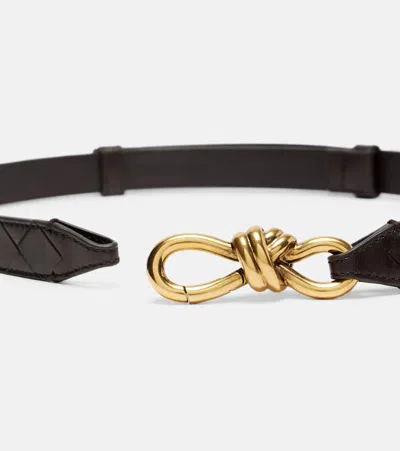 Bottega Veneta Knot Intrecciato Leather Belt In Brown