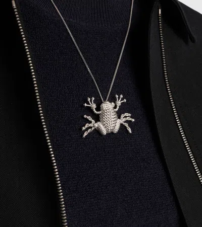 Loewe Frog Pendant Necklace In Silver