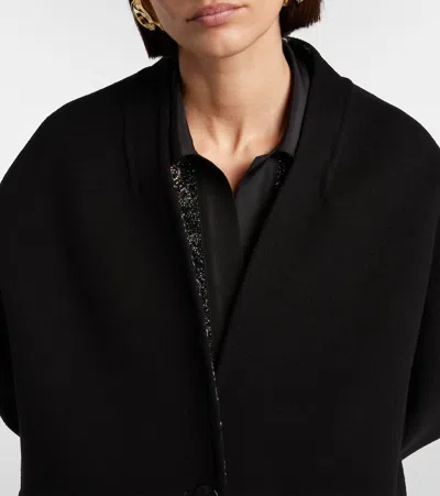 Gucci Caban Reversible Leather-trimmed Wool Coat In Black