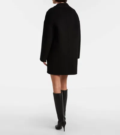 Gucci Caban Reversible Leather-trimmed Wool Coat In Black