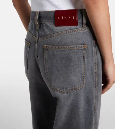 Gucci Faded Wide-leg Jeans In Gray