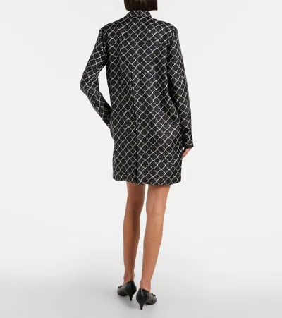 Gucci Printed Tie-neck Silk Minidress In Black