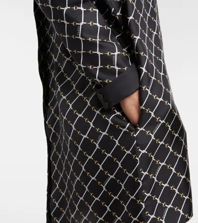 Gucci Printed Tie-neck Silk Minidress In Black