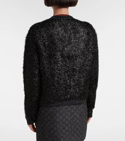 Gucci Shiny Chunky Wool Cardigan In Black