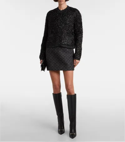 Gucci Shiny Chunky Wool Cardigan In Black