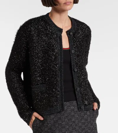 Gucci Shiny Chunky Wool Cardigan In Black
