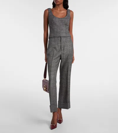 Gucci Wool Knit Tank Top Scoop Neckline In Gray