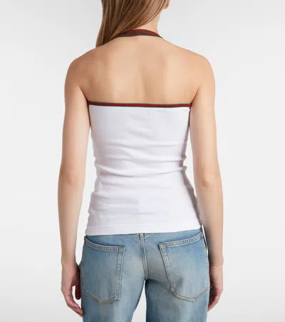 Gucci Web Stripe Cotton-blend Jersey Top In White