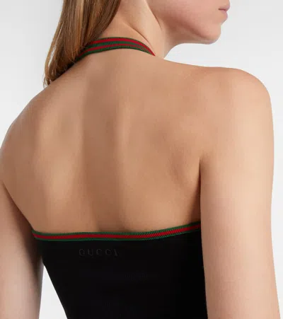 Gucci Web Stripe Cotton-blend Jersey Top In Black