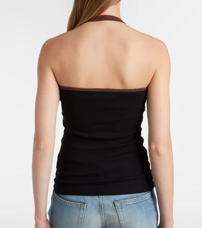 Gucci Web Stripe Cotton-blend Jersey Top In Black