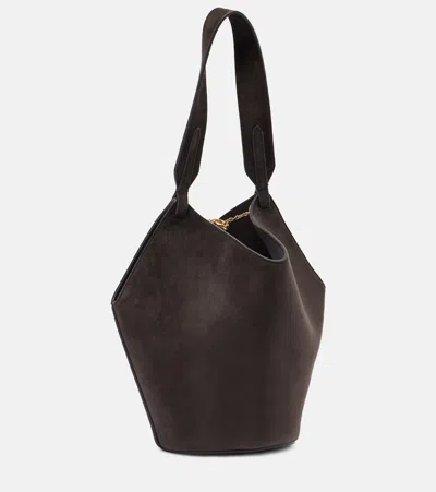 Khaite Distinctive Brown Calfskin Leather Tote With Gold Chain Detail In Brown