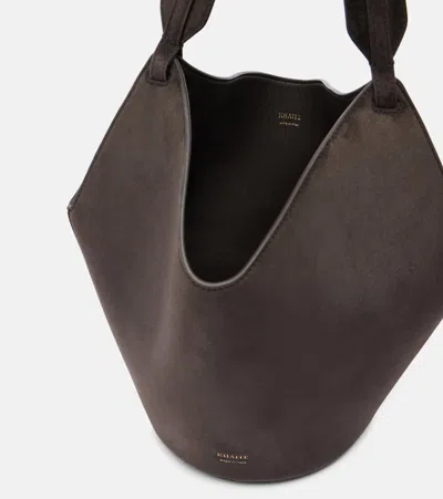 Khaite Distinctive Brown Calfskin Leather Tote With Gold Chain Detail In Brown