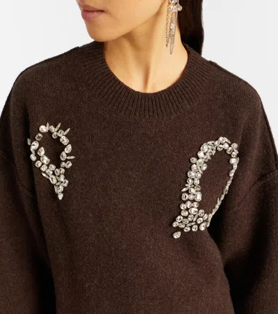 Jacques Wei Embroidered Wool Sweater In Brown