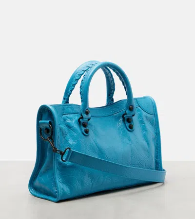 Balenciaga Le City Small Leather Tote Bag In Blue