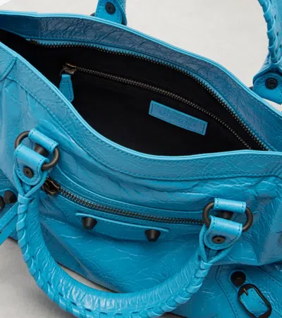 Balenciaga Le City Small Leather Tote Bag In Blue