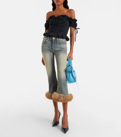 Balenciaga Le City Small Leather Tote Bag In Blue