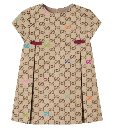 Gucci Gg Cotton-blend Dress In Neutral