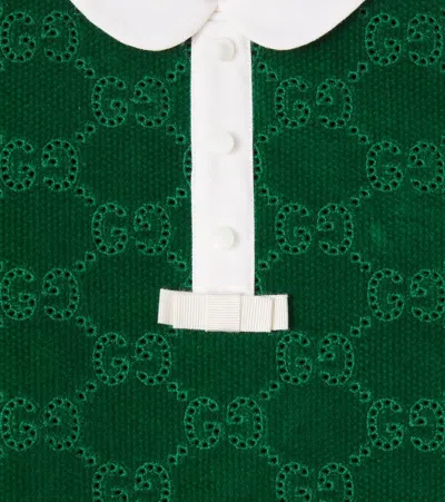 Gucci Baby Gg Broderie Anglaise Cotton Dress In Green