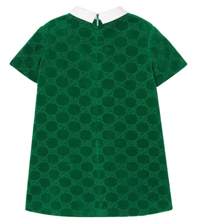 Gucci Baby Gg Broderie Anglaise Cotton Dress In Green