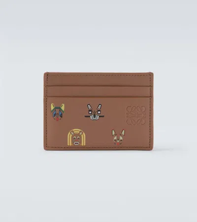 Loewe X Louis Wain Printed Leather Cardholder In Brown
