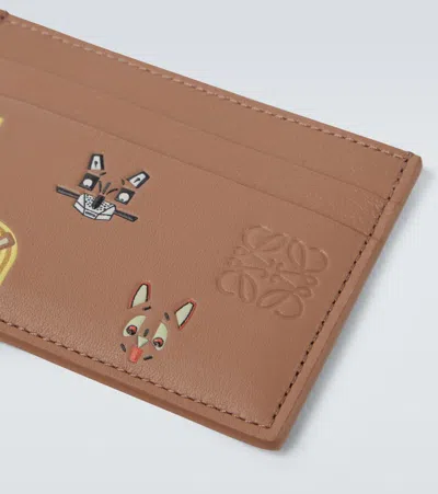 Loewe X Louis Wain Printed Leather Cardholder In Brown